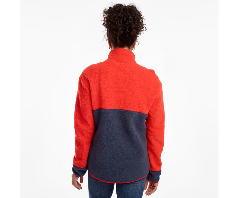 Navy / Red Women's Saucony Fireside Fleece Anorak Jackets | UEGMT5198