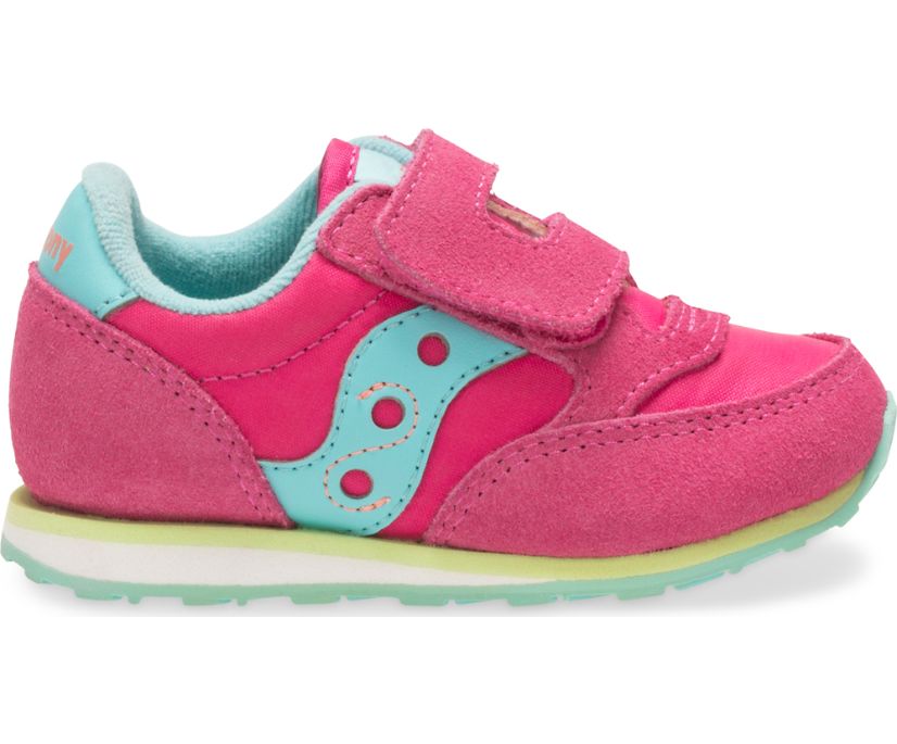 Pink / Turquoise Kids' Saucony Baby Jazz Hook & Loop Sneakers | UHGIT9402