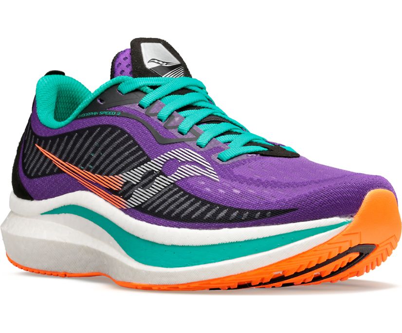 Purple / Black / Turquoise Women's Saucony Endorphin Speed 2 Running Shoes | WJBLA9157