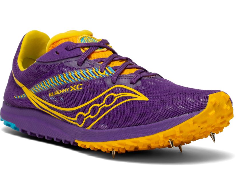 Purple / Gold Women's Saucony Kilkenny Xc9 Spike Running Shoes | WNVQO3297