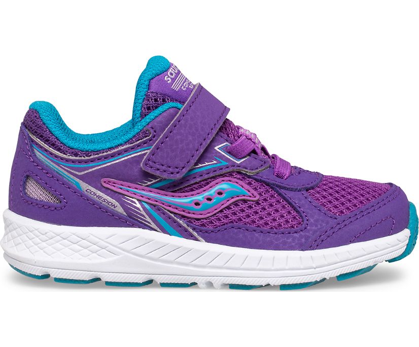 Purple Kids\' Saucony Cohesion 14 A/C Jr. Sneakers | VFNYA4013