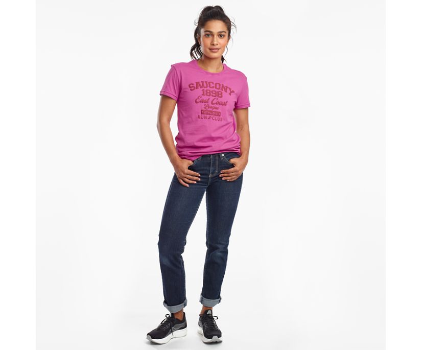 Purple Women's Saucony Rested Short Sleeve Shirts | AWRQJ6901