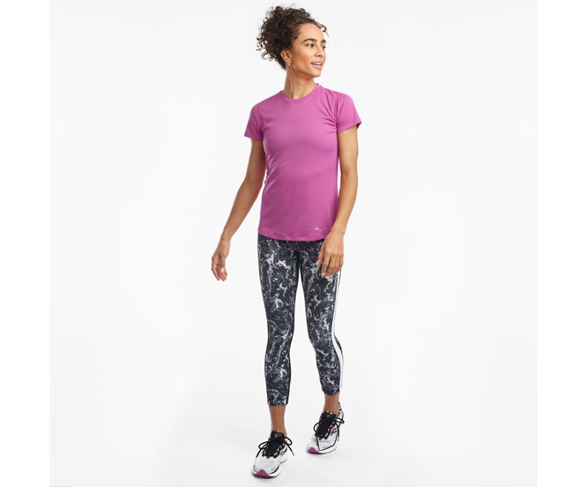 Purple Women's Saucony Stopwatch Short Sleeve Shirts | DBPMS1960