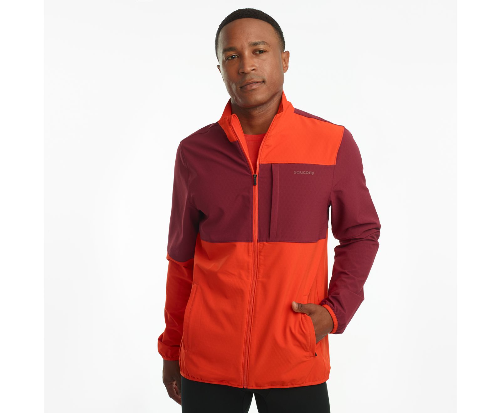 Red / Burgundy Men\'s Saucony Bluster Jackets | JUOXW7251