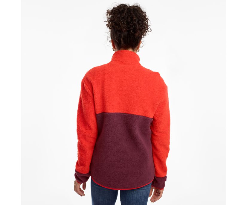 Red / Burgundy Women's Saucony Fireside Fleece Anorak Jackets | EXIND1893