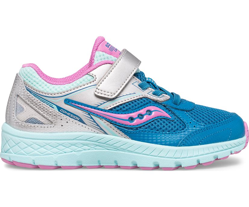 Silver / Blue Kids' Saucony Cohesion 14 A/C Sneakers | NIFSL8197