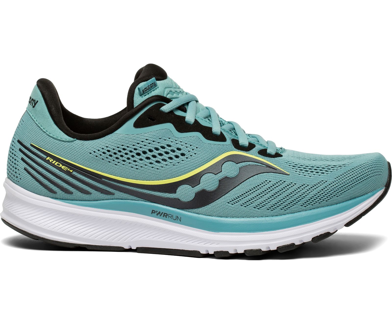 Turquoise / Black Men\'s Saucony Ride 14 Running Shoes | WIBDO3049