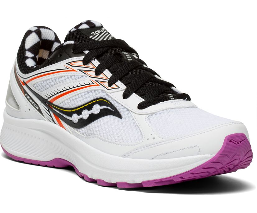 White / Black Women's Saucony Cohesion 14 Running Shoes | FZPLQ0487