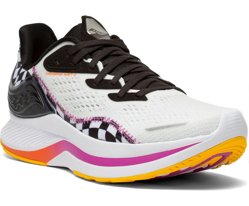 White / Black Women's Saucony Endorphin Shift 2 Running Shoes | YBDZJ1305