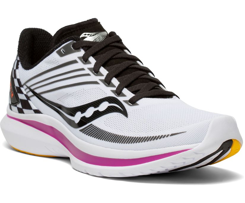 White / Black Women's Saucony Kinvara 12 Running Shoes | DUPRF3495