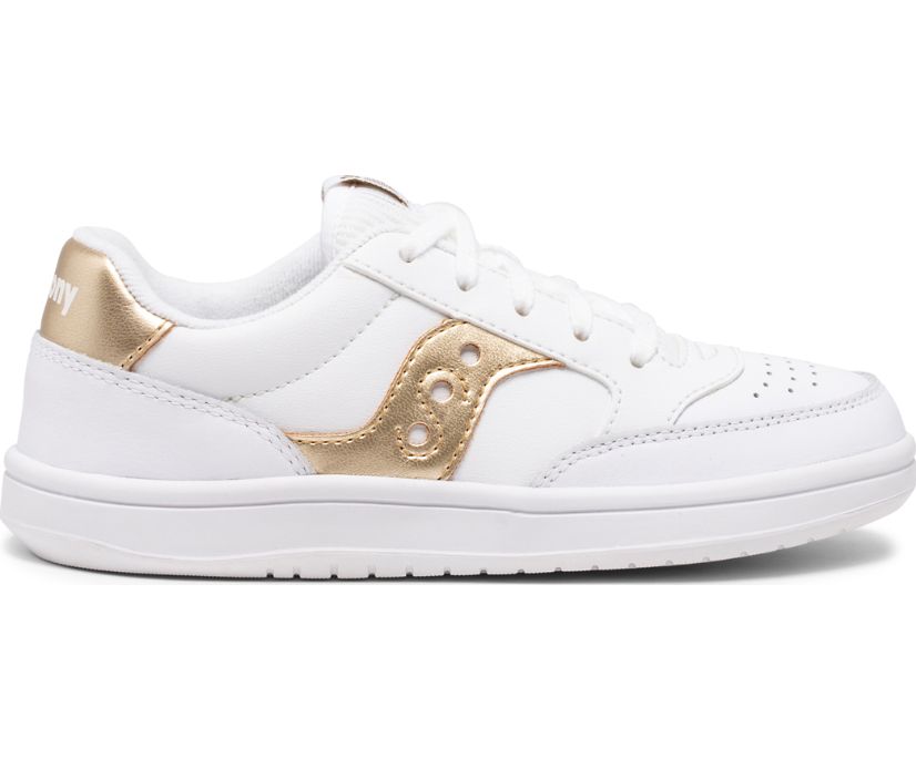 White / Gold Kids' Saucony Jazz Court Sneakers | MUJPY3487