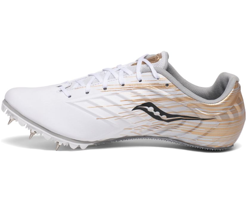 White / Gold Women's Saucony Spitfire 5 Running Shoes | QUOLR0258