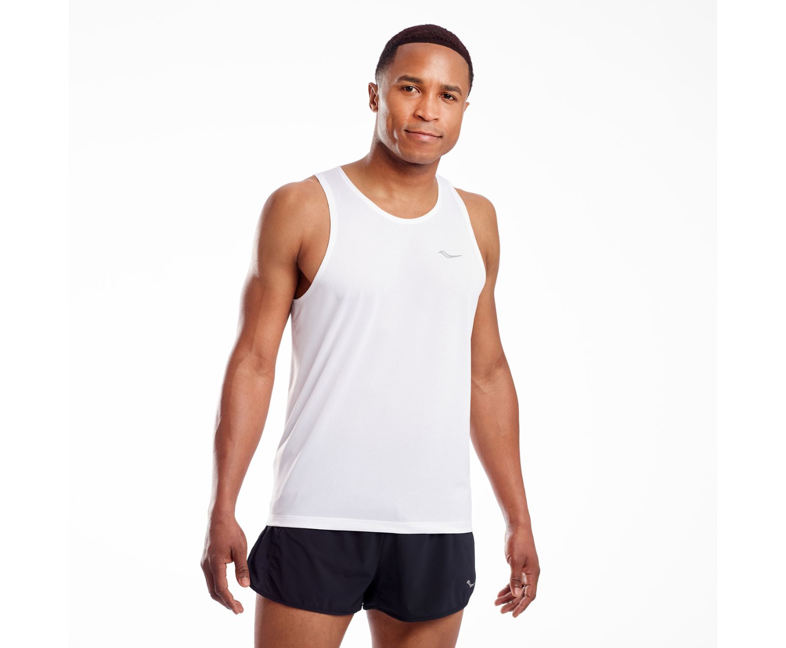 White Men\'s Saucony Stopwatch Singlet Tanks | PDASV8371