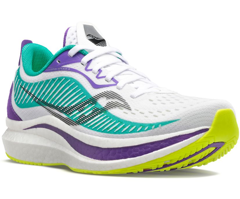 White / Mint Women's Saucony Endorphin Speed 2 Running Shoes | UEHSY8217