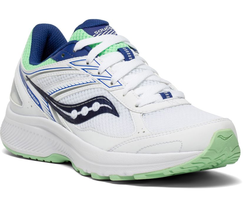 White / Navy / Mint Women's Saucony Cohesion 14 Running Shoes | AENZF3719