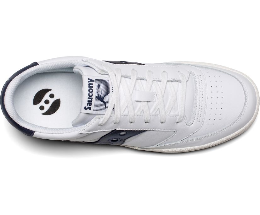 White / Navy Women's Saucony Jazz Court Originals | RAYJV9641