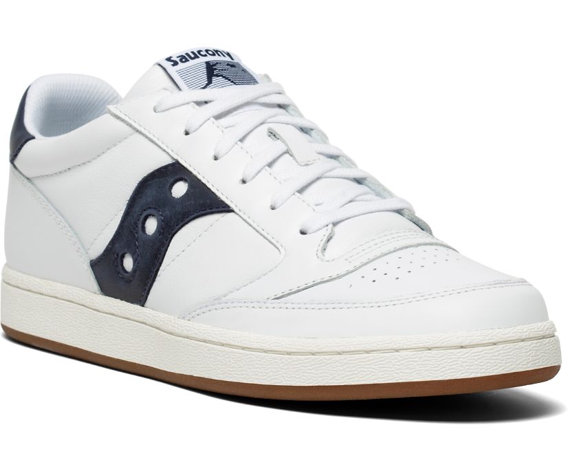 White / Navy Women's Saucony Jazz Court Originals | RAYJV9641