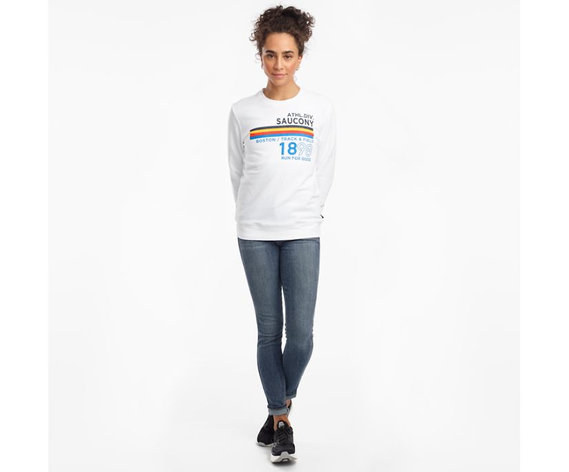 White Women's Saucony Rested Crewneck Shirts | RESJG0683