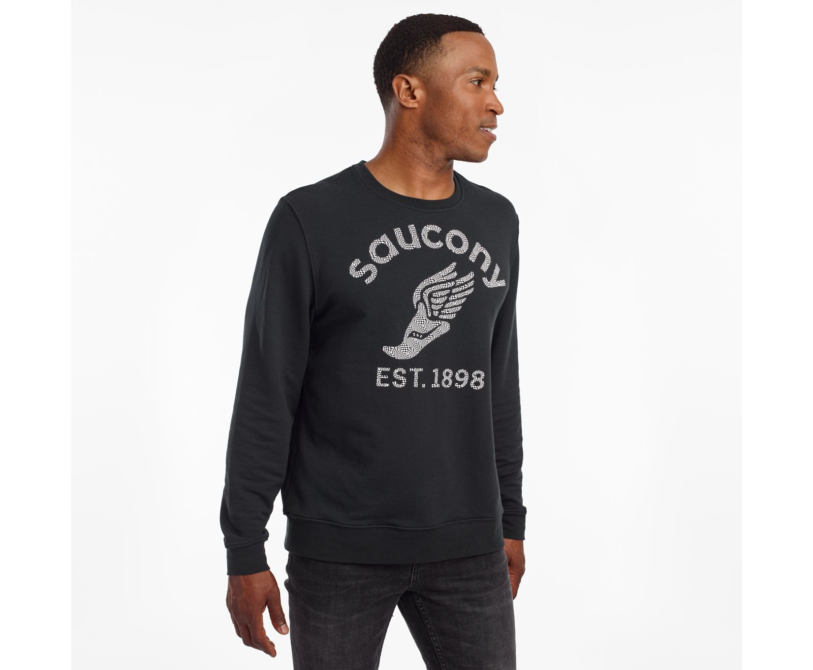 Black Men's Saucony Rested Crewneck Shirts | NAZIQ8036