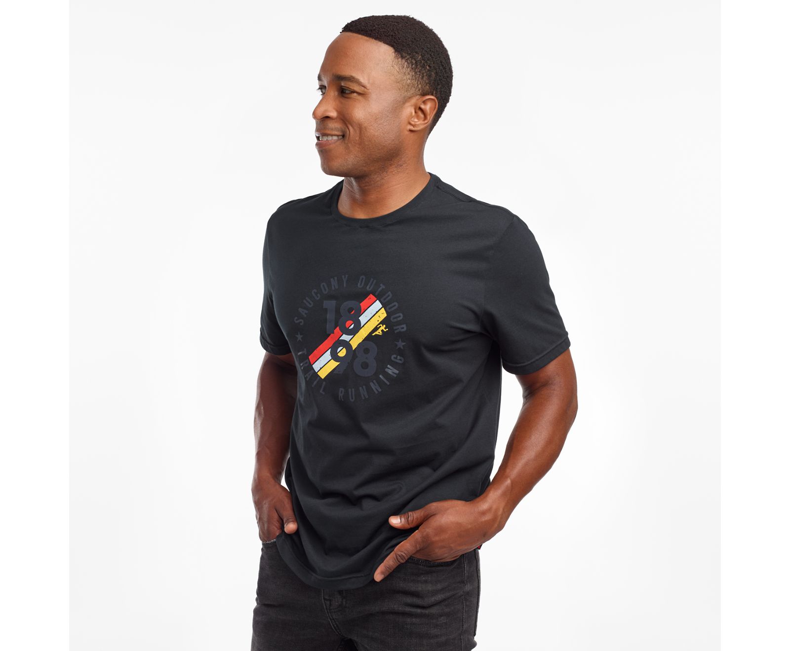 Black Men's Saucony Rested Short Sleeve Shirts | YEJHW3819