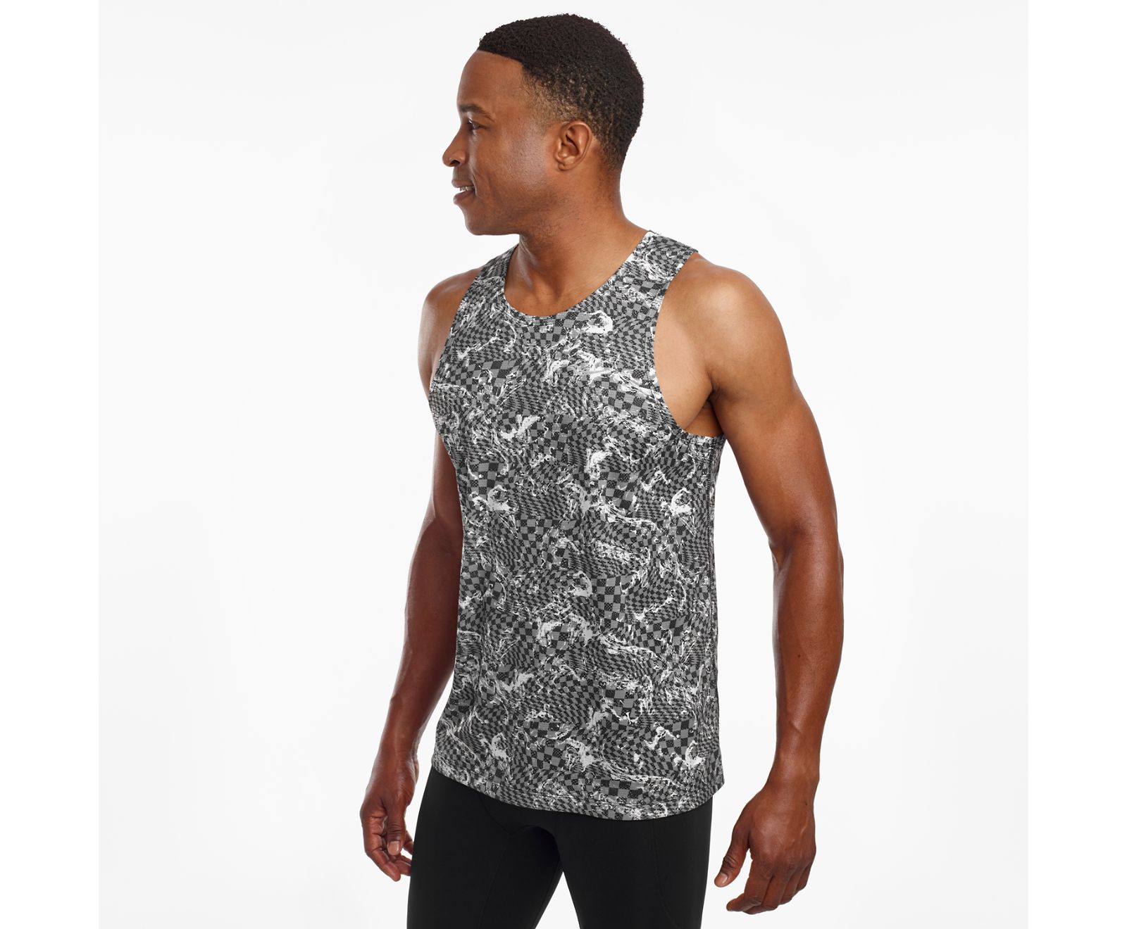 Black Men's Saucony Stopwatch Singlet Tanks | YCBRM0746