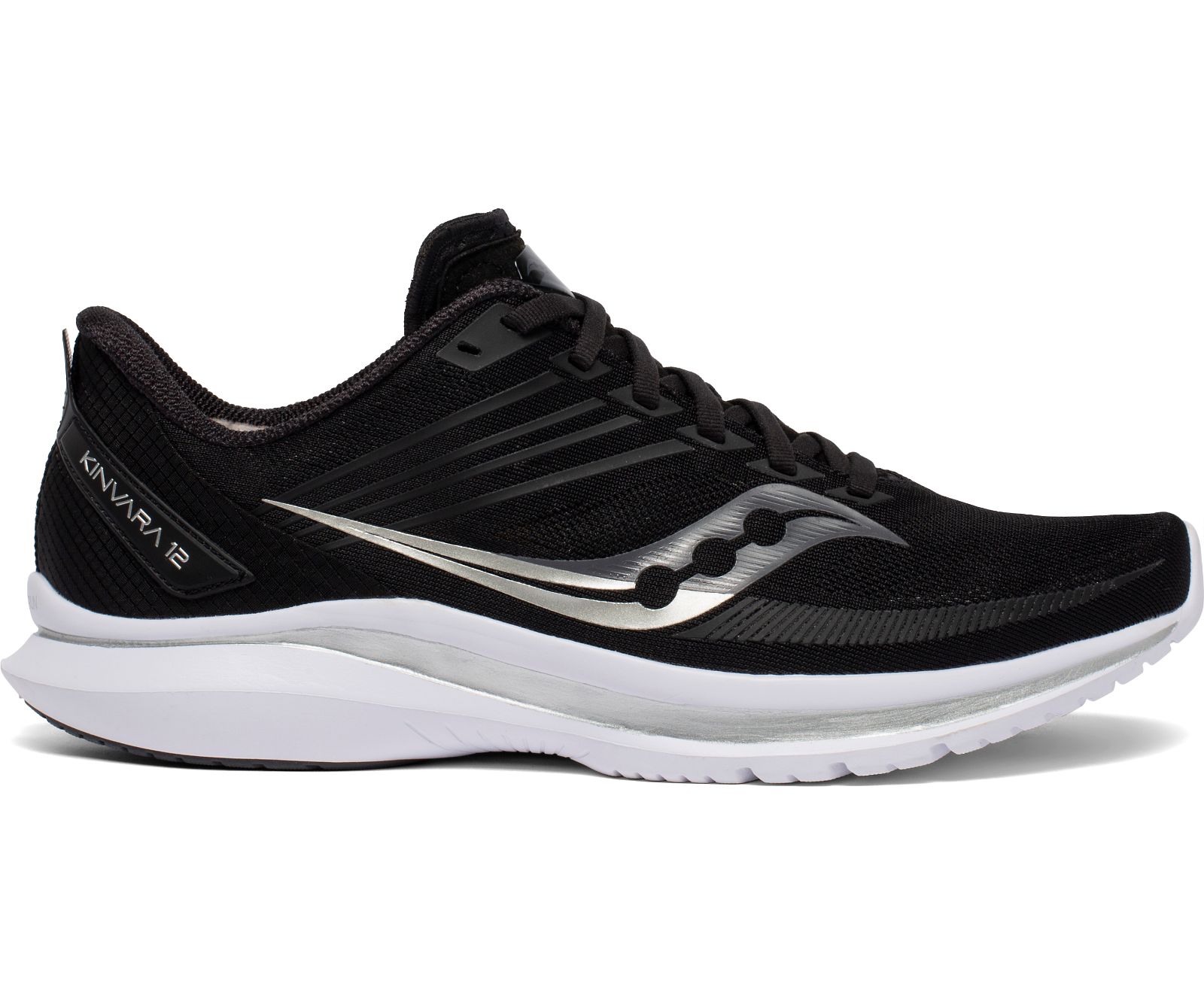 Black / Silver Men's Saucony Kinvara 12 Running Shoes | KNRSH4730