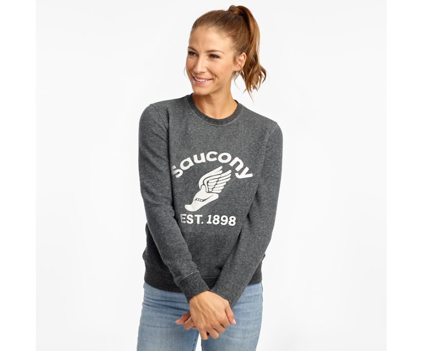 Black Women's Saucony Rested Crewneck Shirts | UATOD6309