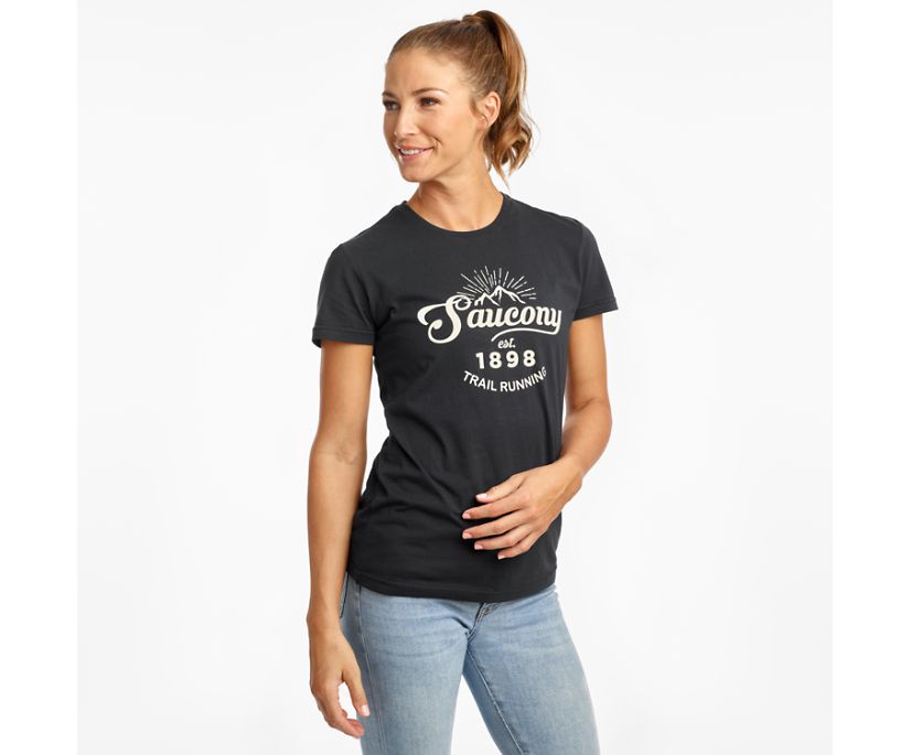 Black Women's Saucony Rested Short Sleeve Shirts | TJDFS2389