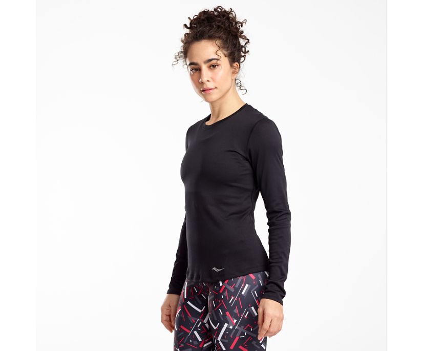 Black Women's Saucony Stopwatch Long Sleeve Shirts | SPGKQ8190