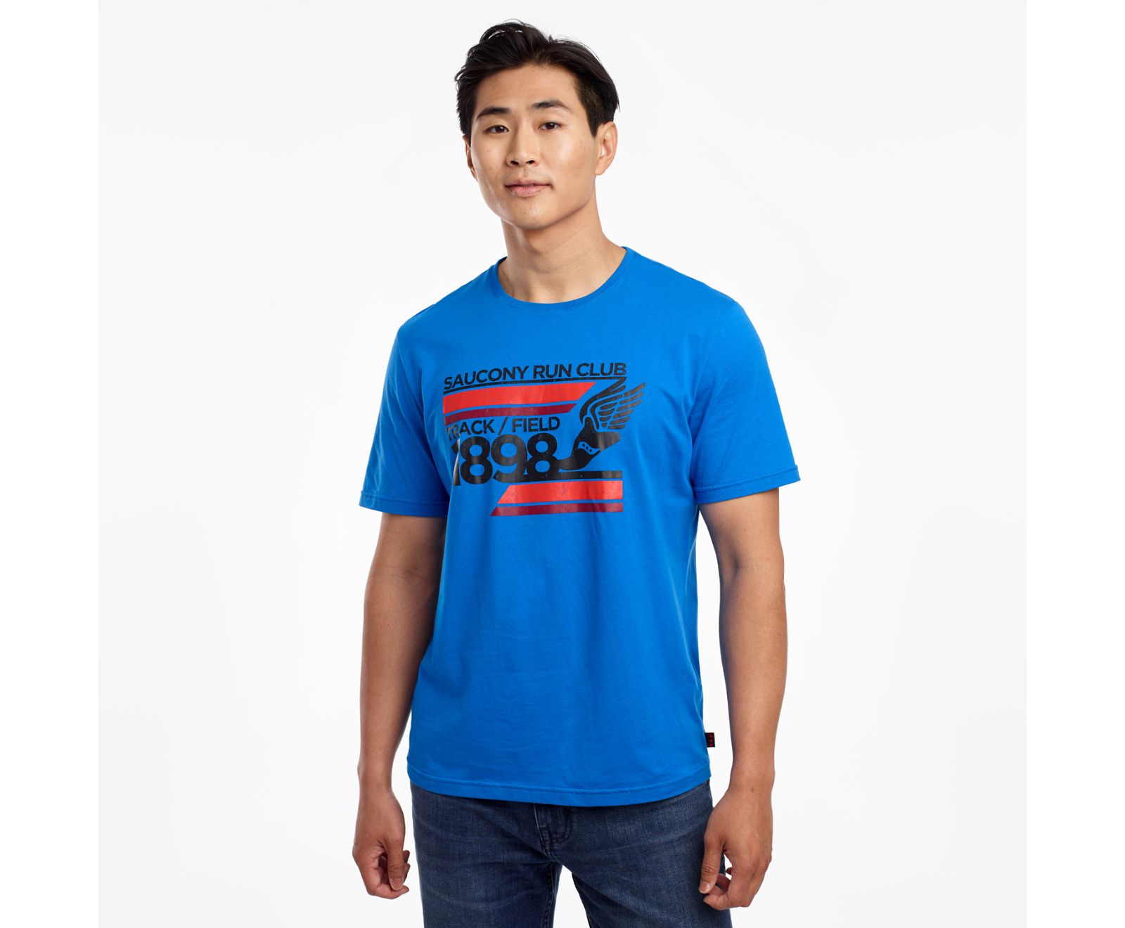 Blue Men's Saucony Rested Short Sleeve Shirts | SLGBZ8371