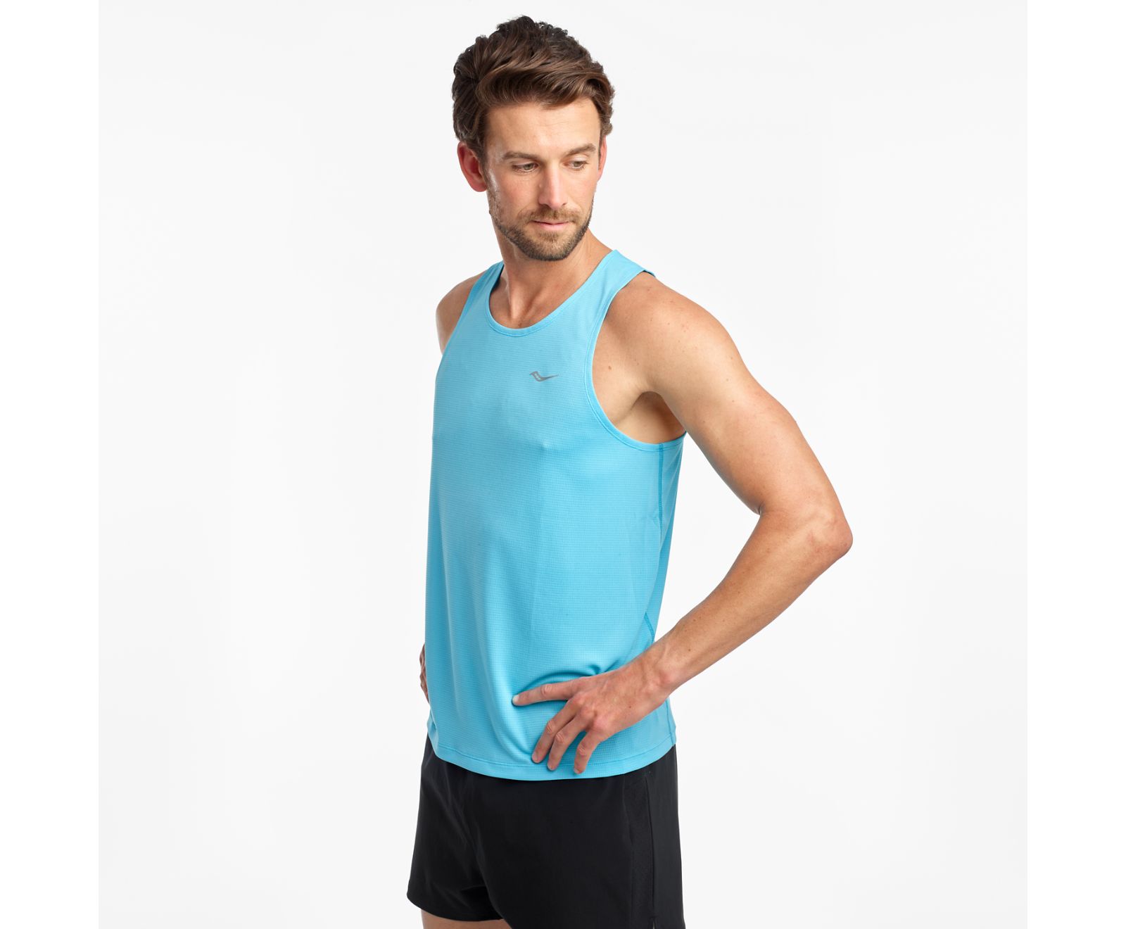 Blue Men's Saucony Stopwatch Singlet Tanks | OCVHE7263