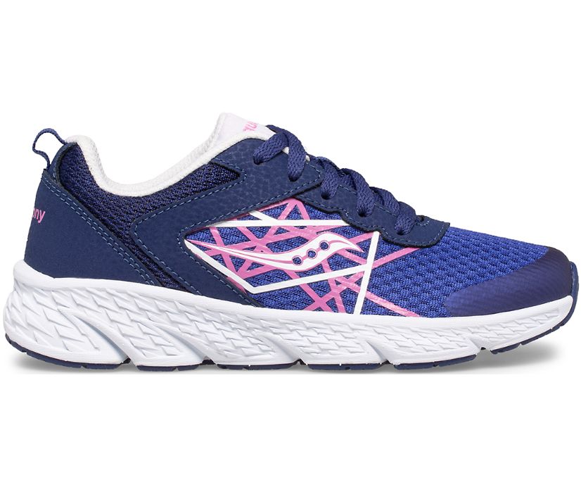 Blue / Pink Kids' Saucony Wind Lace Sneakers | BJIFD4706