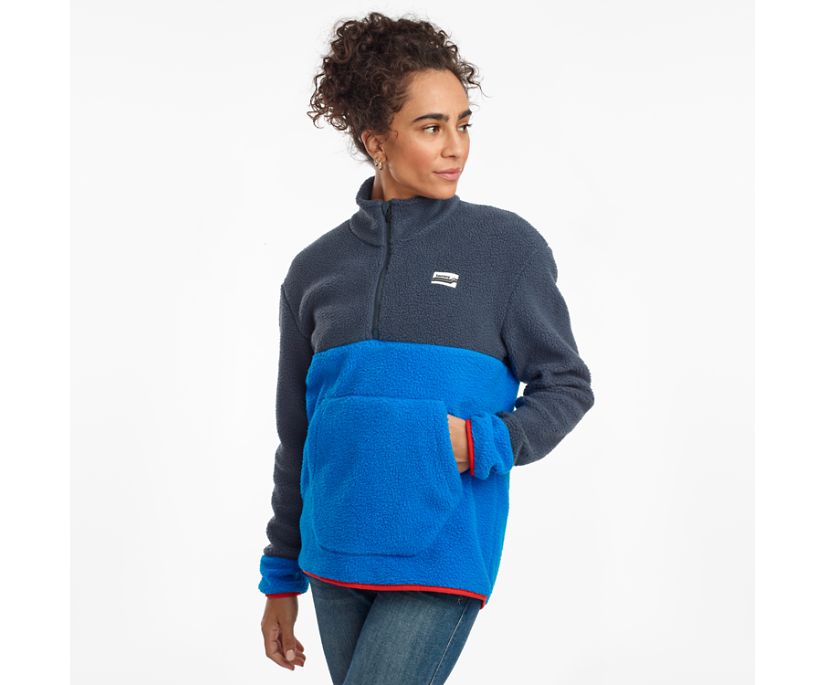 Blue Women's Saucony Fireside Fleece Anorak Jackets | RXYFW5784