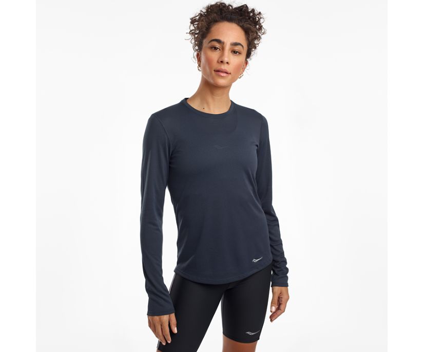 Blue Women's Saucony Stopwatch Long Sleeve Shirts | ICJKB4263