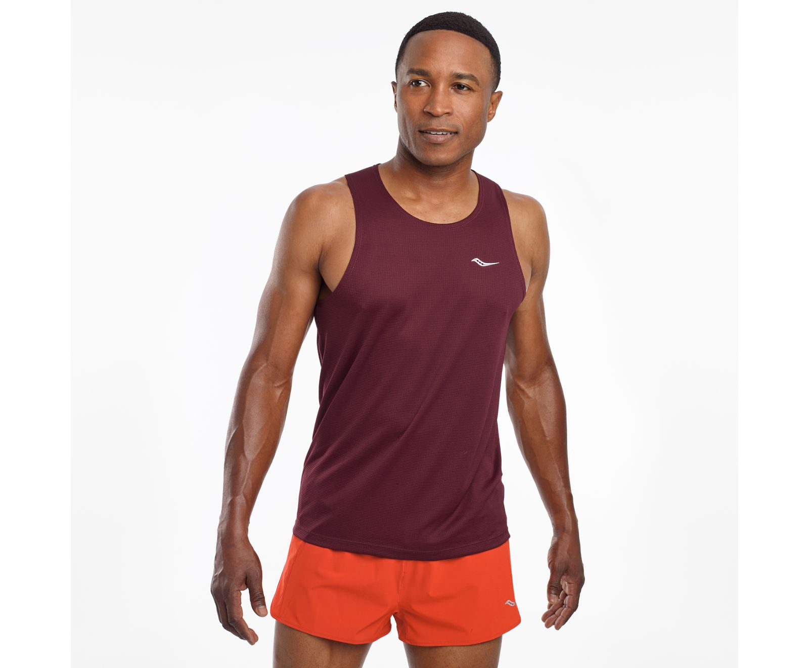 Burgundy Men's Saucony Stopwatch Singlet Tanks | WUXAD0967