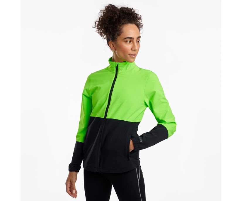 Green / Black Women's Saucony Bluster Jackets | PAVEF5014