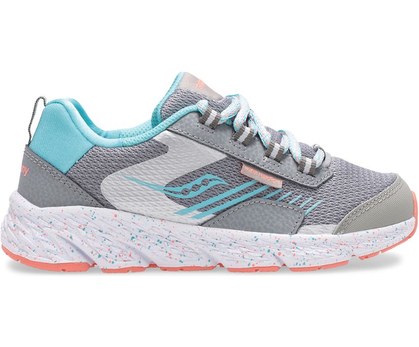 Grey / Blue Kids' Saucony Wind Shield Sneakers | UVSZL2065