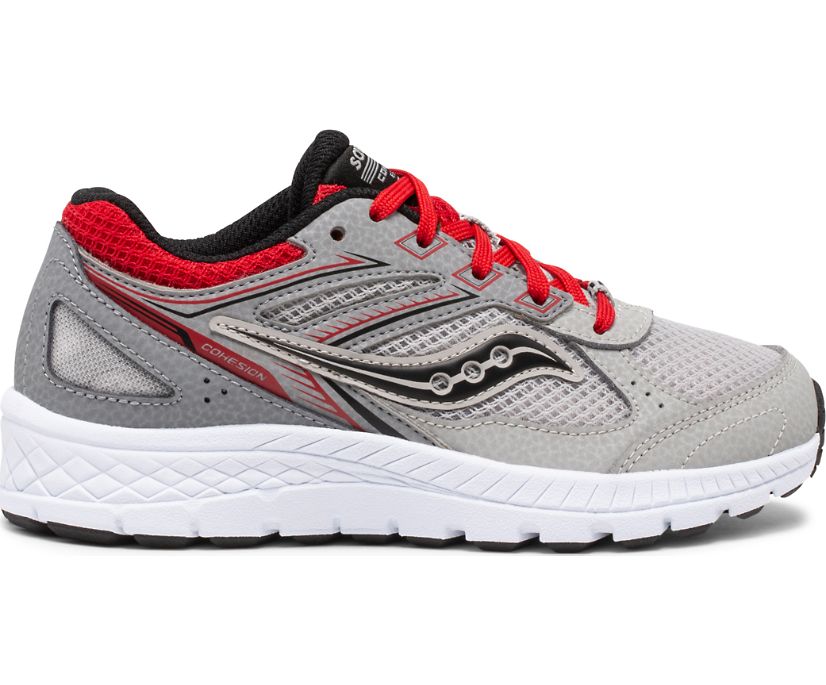 Grey / Red Kids' Saucony Cohesion 14 Lace Sneakers | MEHAT3760