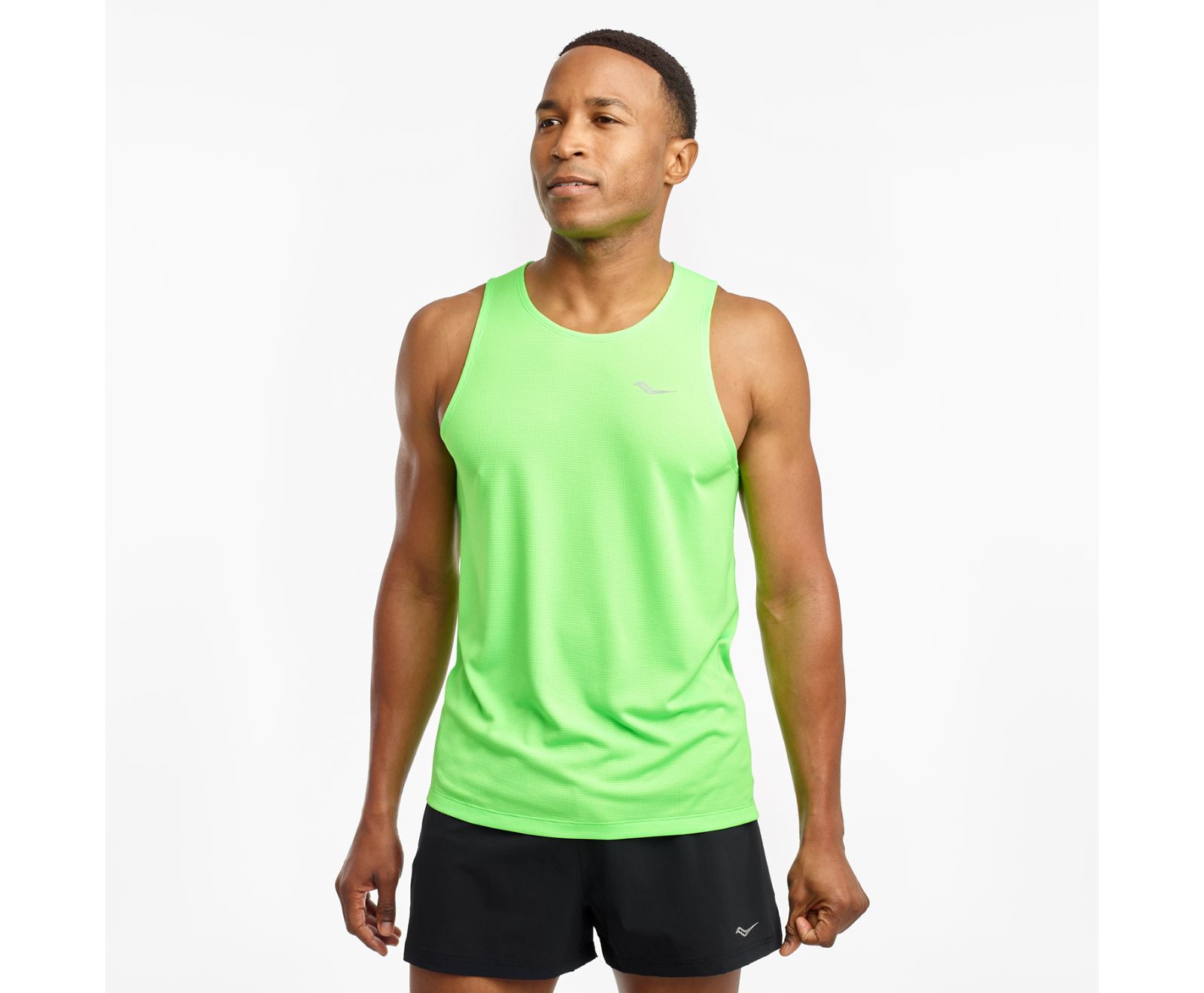 Light Green Men's Saucony Stopwatch Singlet Tanks | AEGBP9764