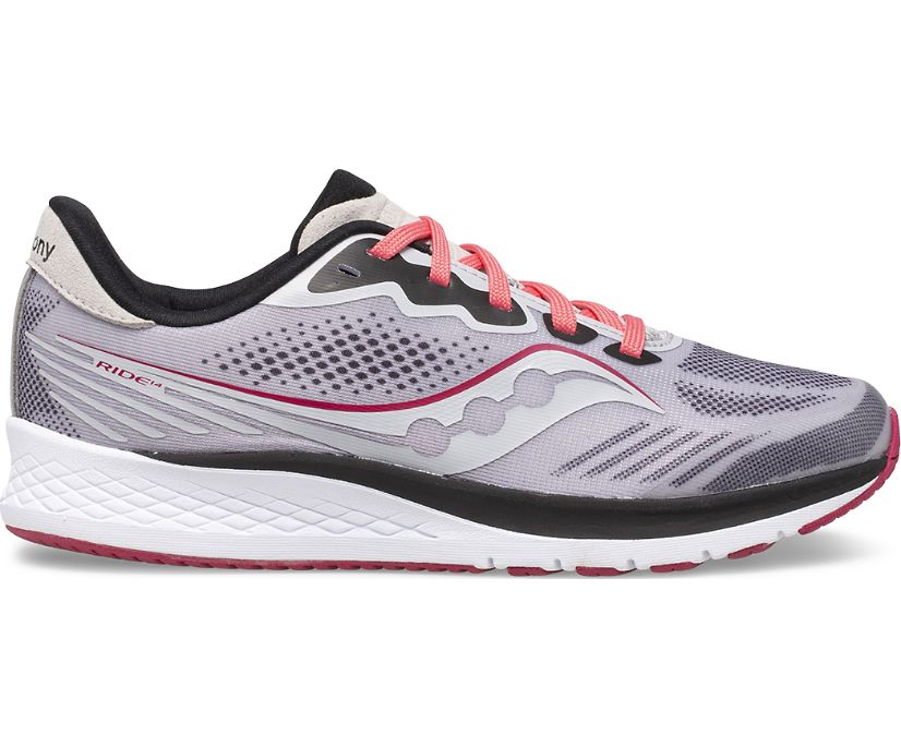 Silver / Pink Kids' Saucony Ride 14 Sneakers | YWZLP1204