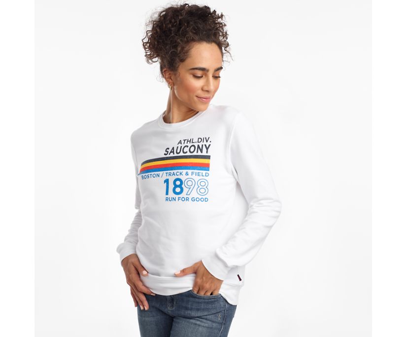 White Women's Saucony Rested Crewneck Shirts | RESJG0683