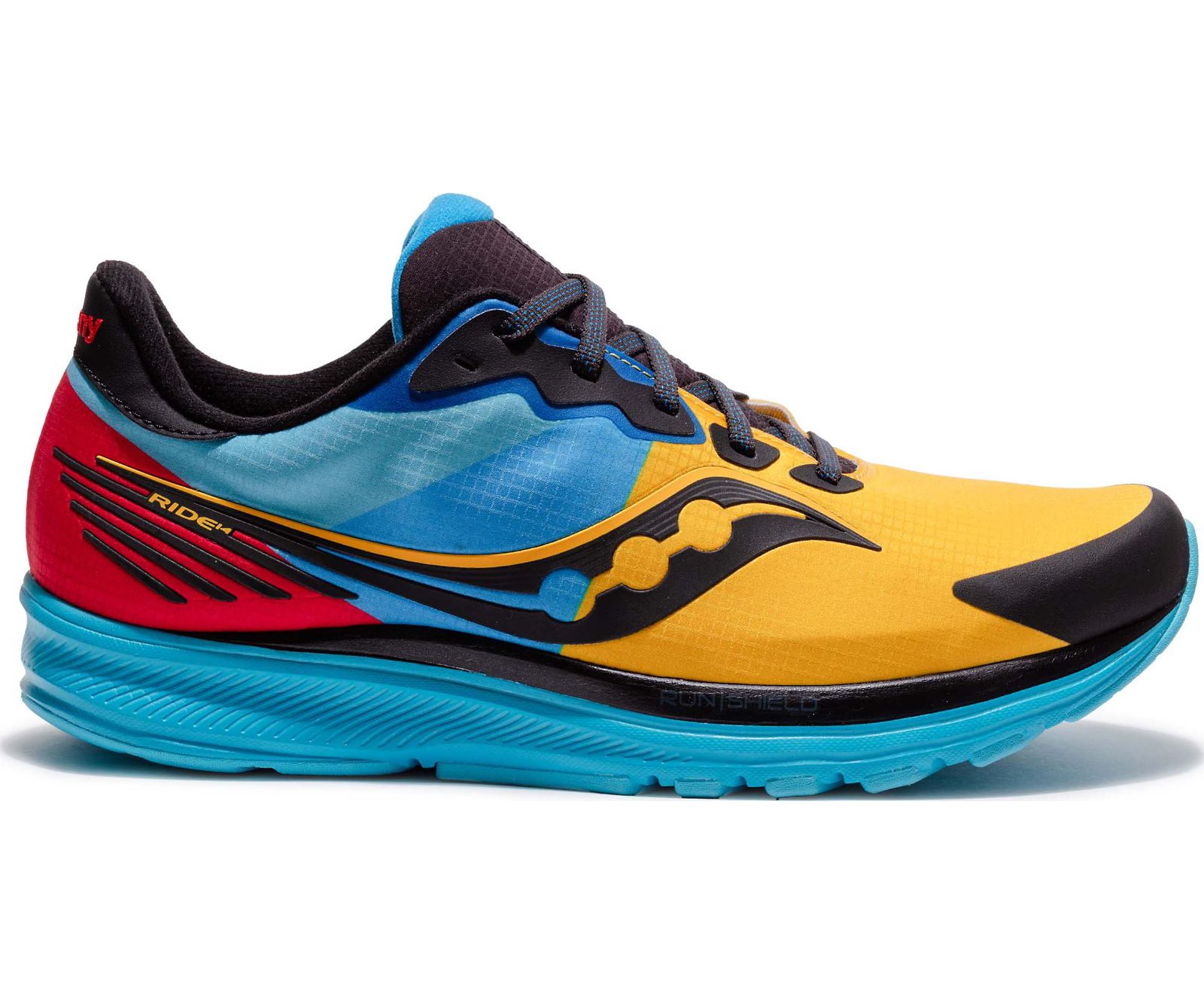 Yellow / Blue / Red Men's Saucony Ride 14 Runshield Running Shoes | DKTSN6713